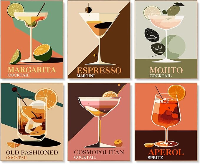 6 Mini PBN - Cocktail Series  Framed #3