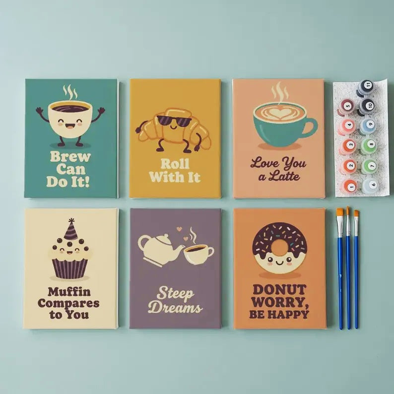 6 Mini PBN - Donuts and Coffee  Framed