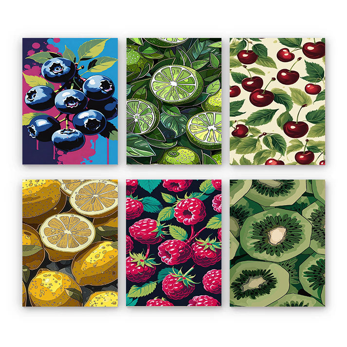 6 Mini PBN - Fruit Feast Set framed