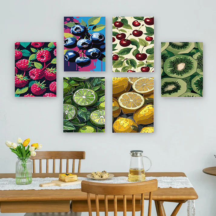 6 Mini PBN - Fruit Feast Set framed