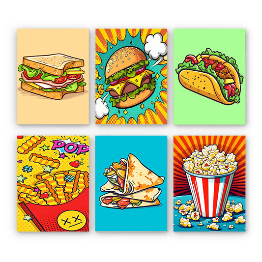 6 Mini PBN - Hamburger Fries Set framed