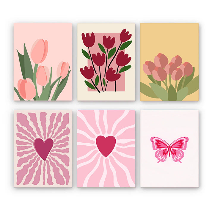 6 Mini PBN - Love and butterflies Set framed