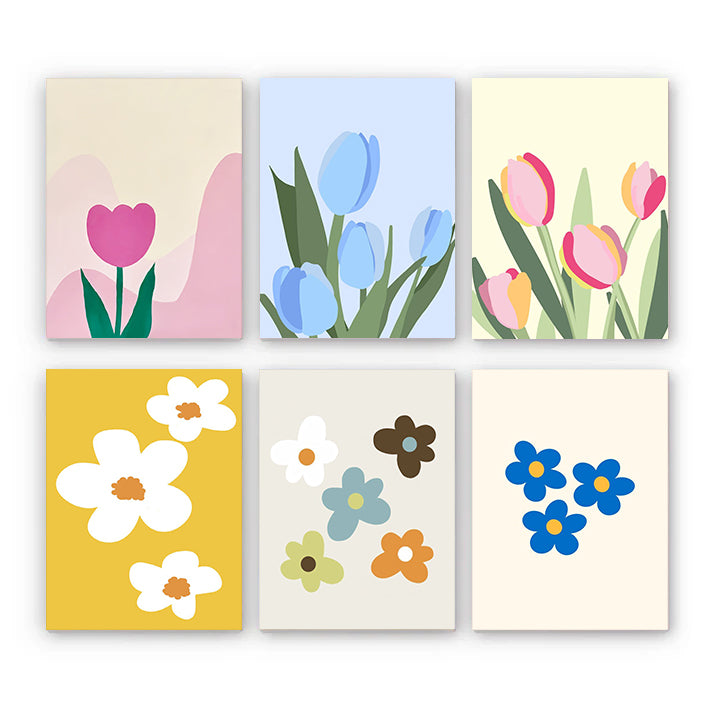 6 Mini PBN - Tulip flowers Set framed