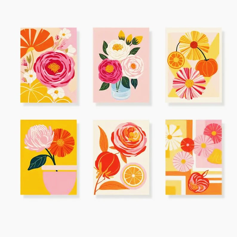 6 Mini PBN - Yellow Roses Framed