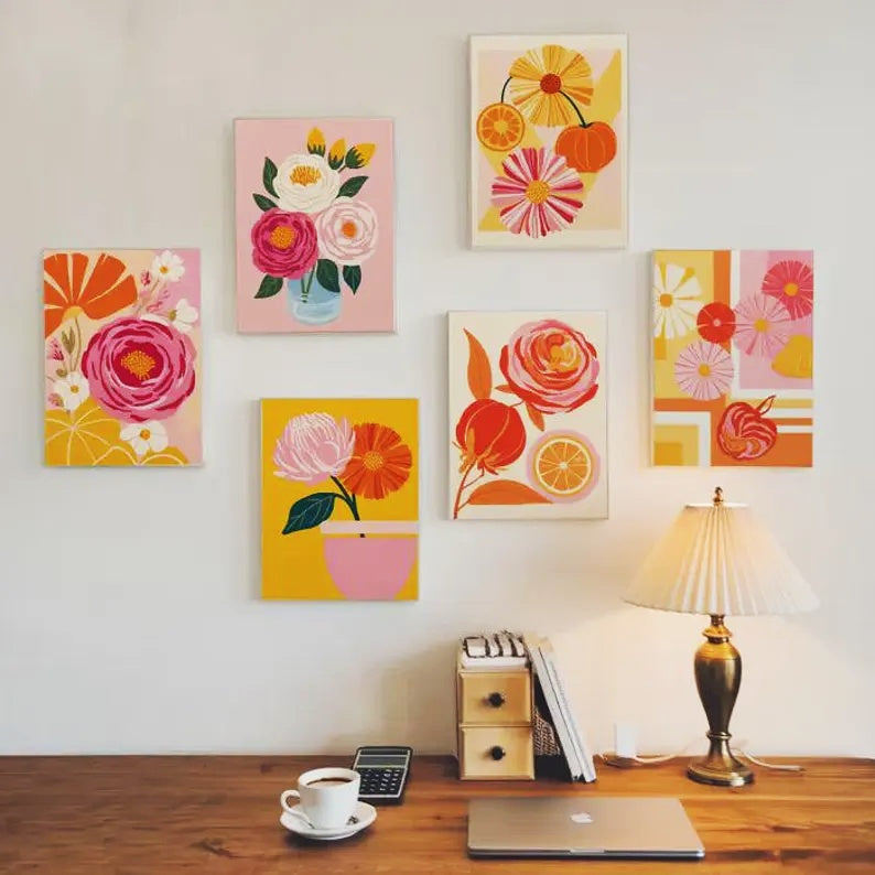 6 Mini PBN - Yellow Roses Framed