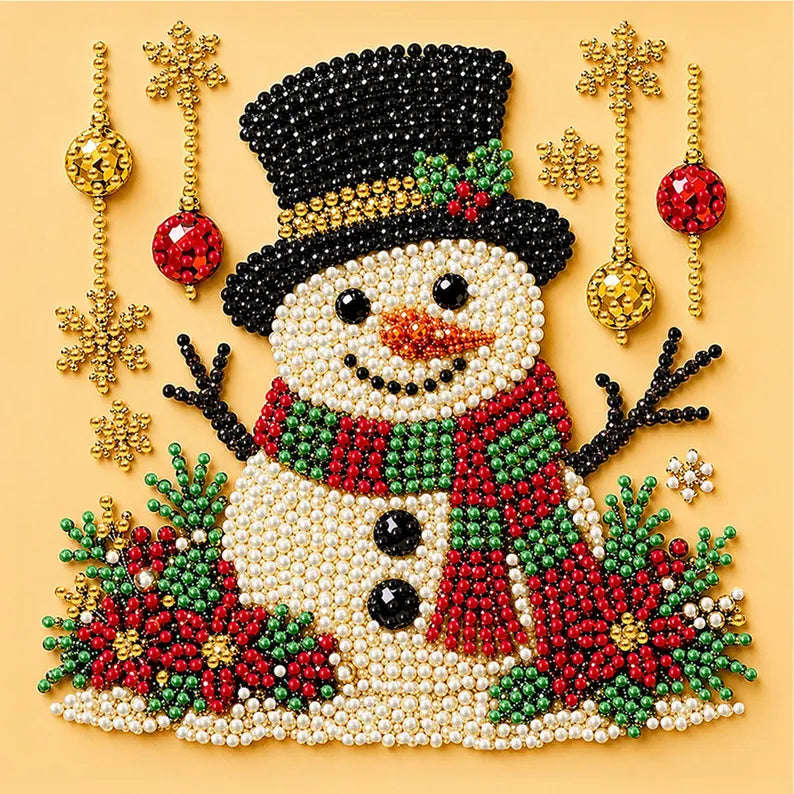 Christmas Diamond Art Kit, Cute Santa Pearl Bead Painting Craft, DIY Pearl Diamond Painting for Adults Beginners, Holiday Home Decor Gift