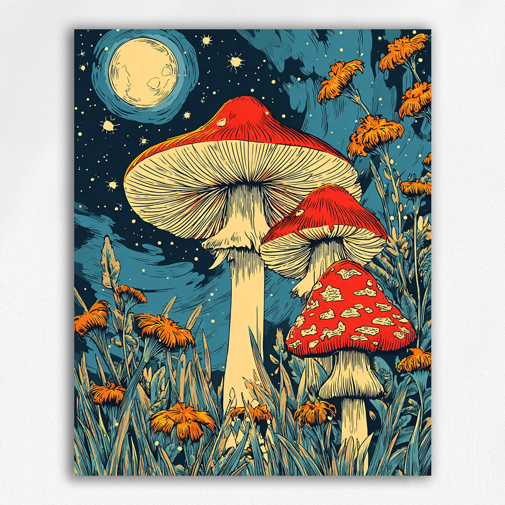 Mushrooms in the Night - Paint by Numbers Kits