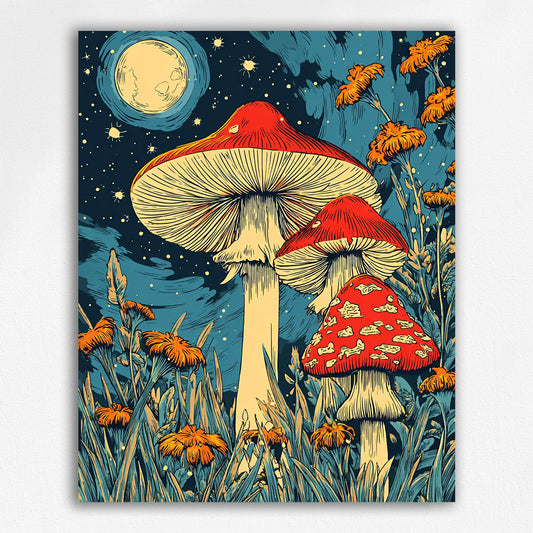 Mushrooms in the Night - Paint by Numbers Kits