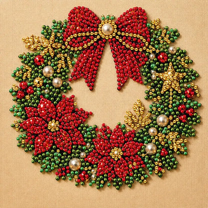 Christmas Diamond Art Kit, Cute Santa Pearl Bead Painting Craft, DIY Pearl Diamond Painting for Adults Beginners, Holiday Home Decor Gift