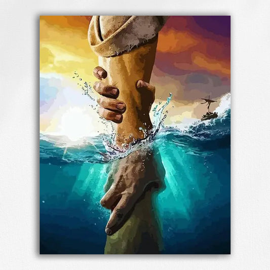 Big hand at sea Paint by Numbers