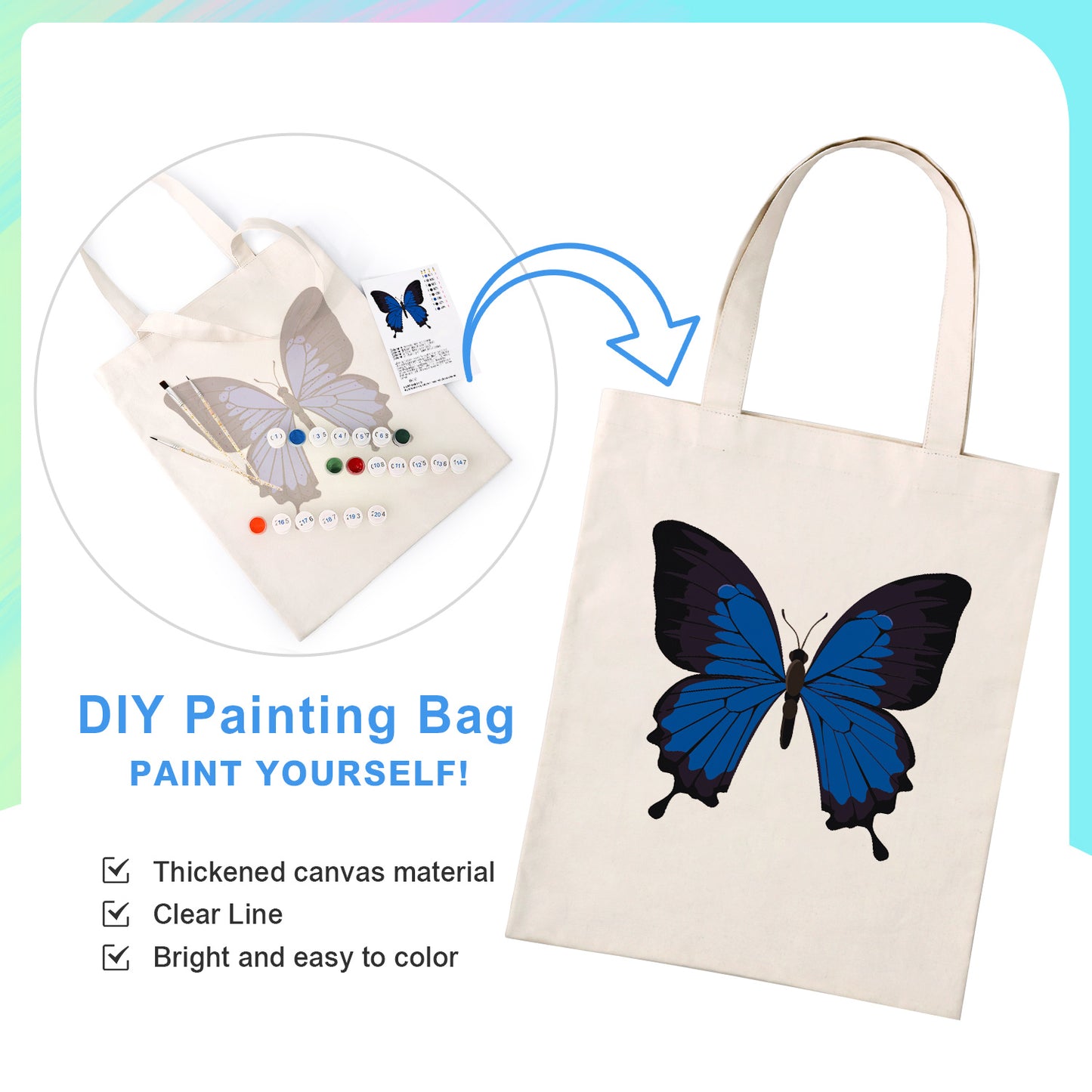 Blue Butterfly PBN Bag