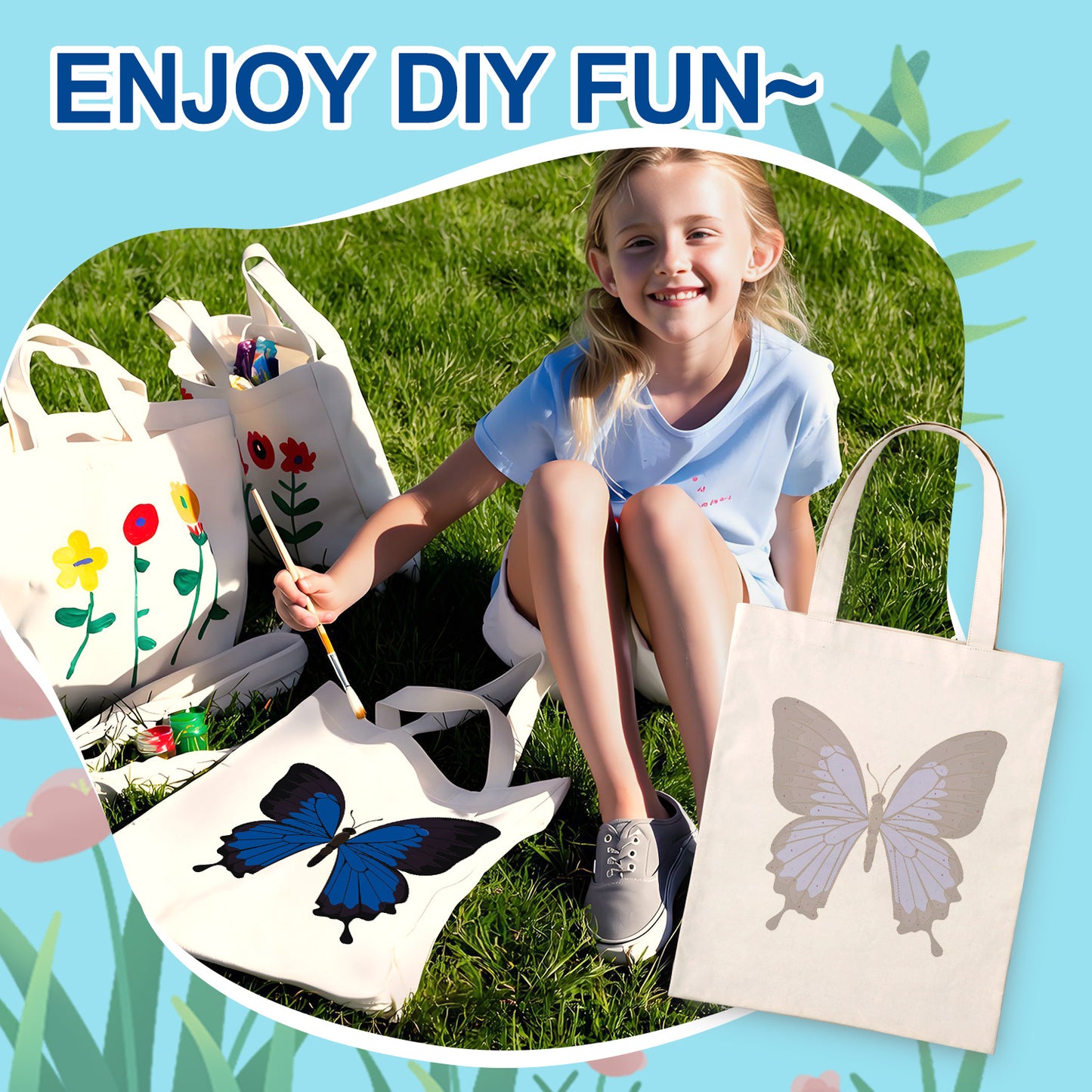 Blue Butterfly PBN Bag