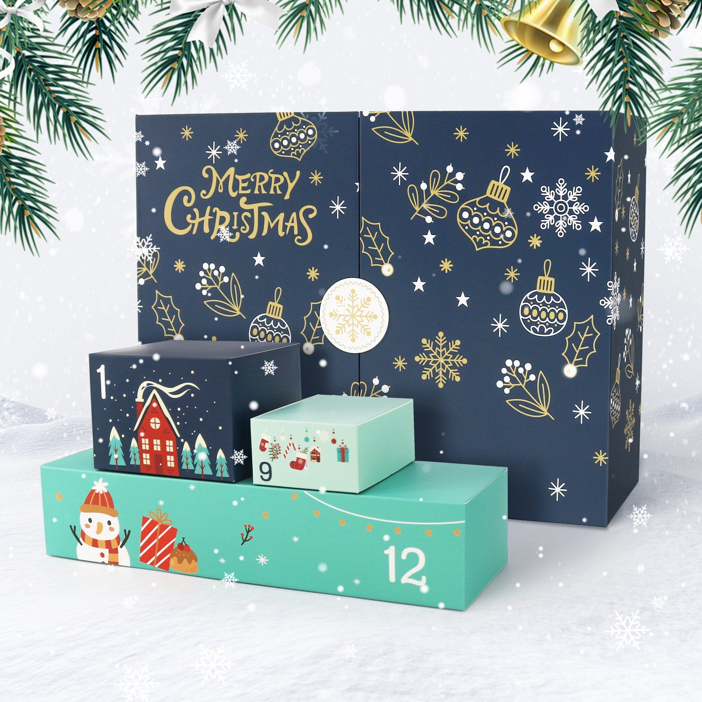 Blue Snowflake Christmas-PBN Calendar Gift Box