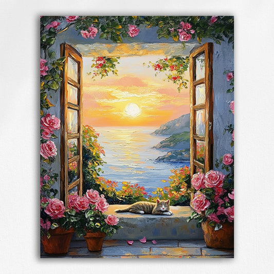 Camellia and Cat - Paint by Numbers Kits