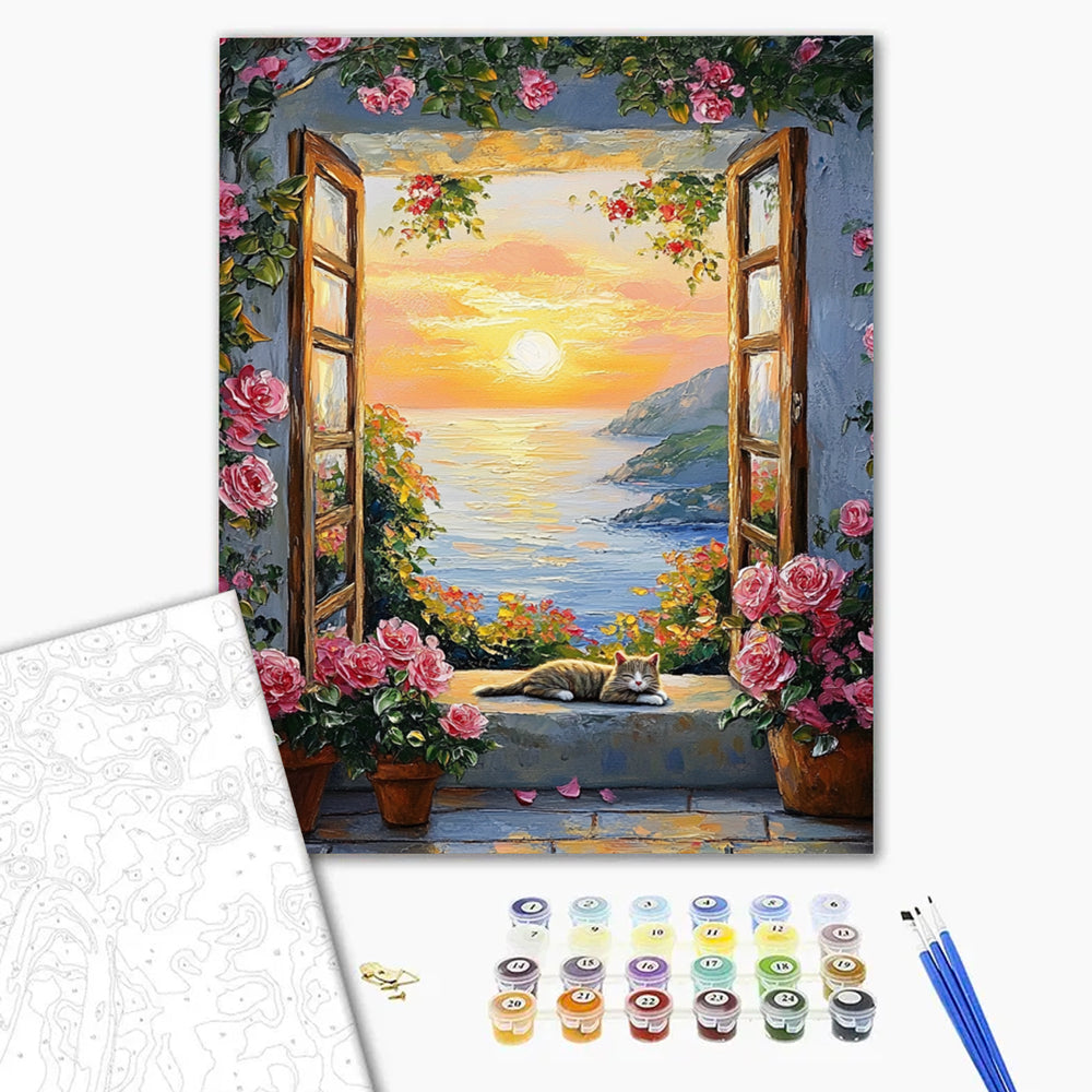 Camellia and Cat - Paint by Numbers Kits