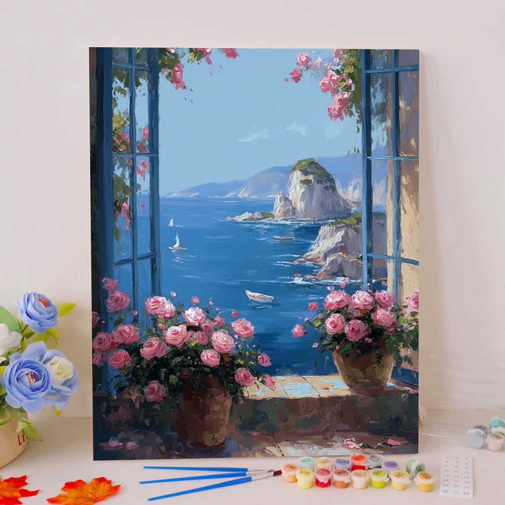Camellias and Sailboats - Paint by Numbers Kits