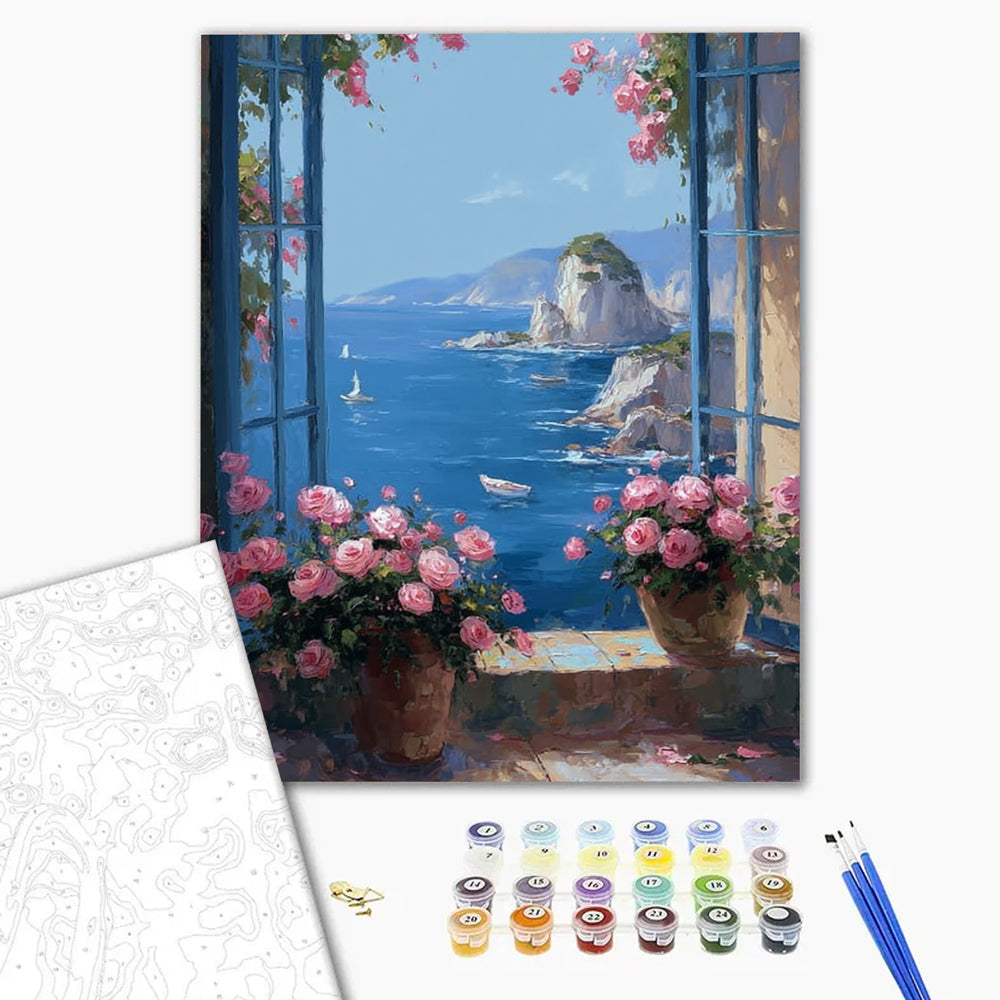 Camellias and Sailboats - Paint by Numbers Kits