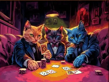 Cat Gambling Storm - Paint by Numbers Kits