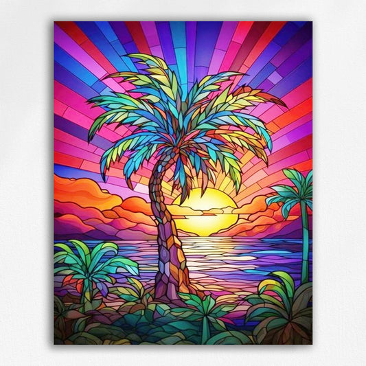 Coconut Trees and Sunset - Paint by Numbers Kits