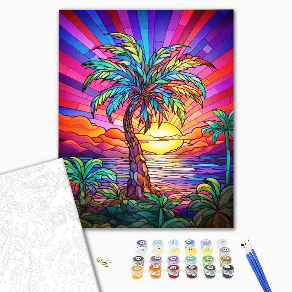 Coconut Trees and Sunset - Paint by Numbers Kits