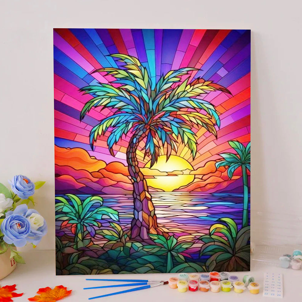 Coconut Trees and Sunset - Paint by Numbers Kits