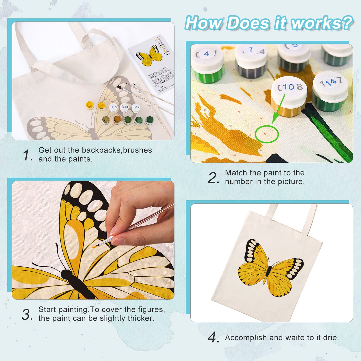 Colorful Butterfly PBN Bag