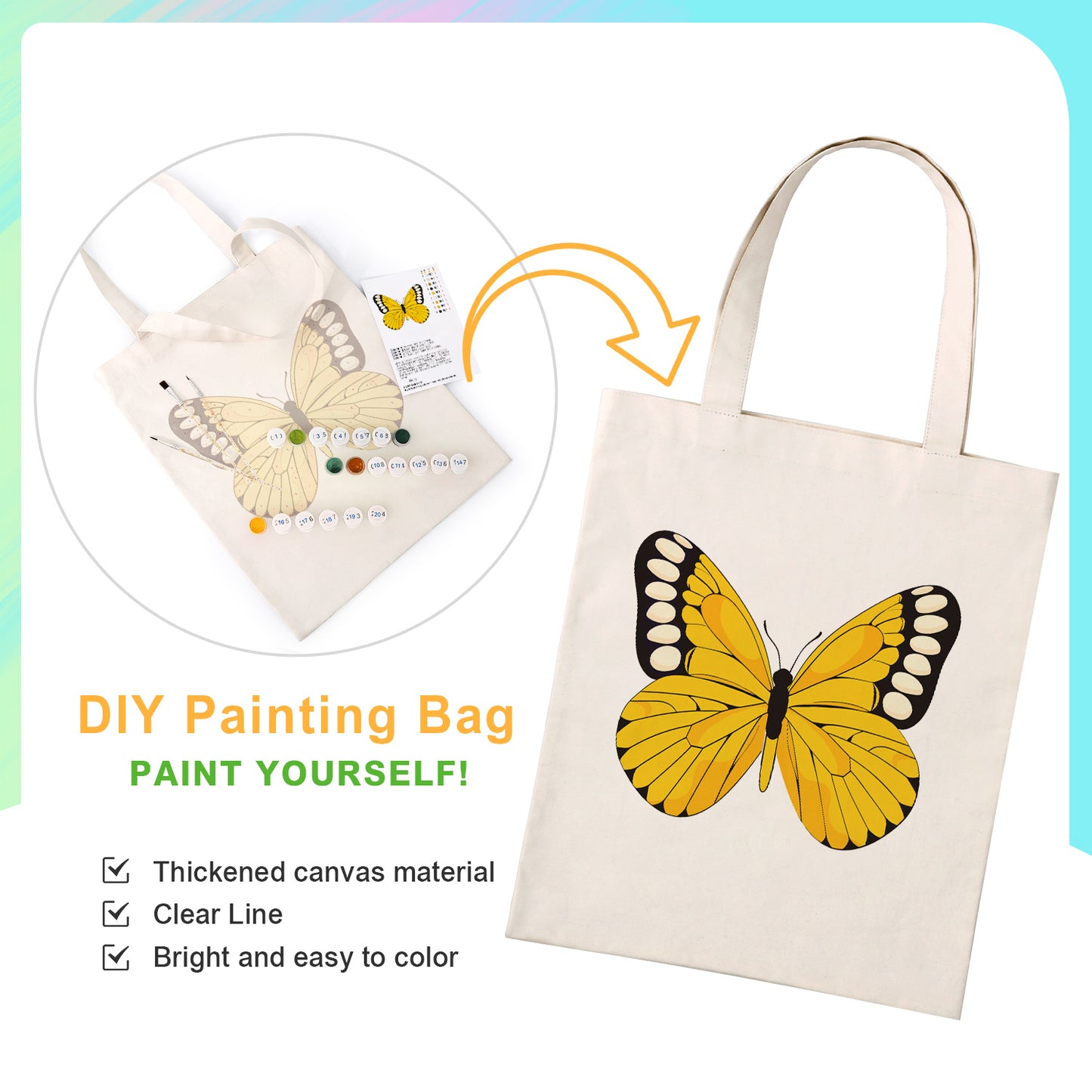Colorful Butterfly PBN Bag