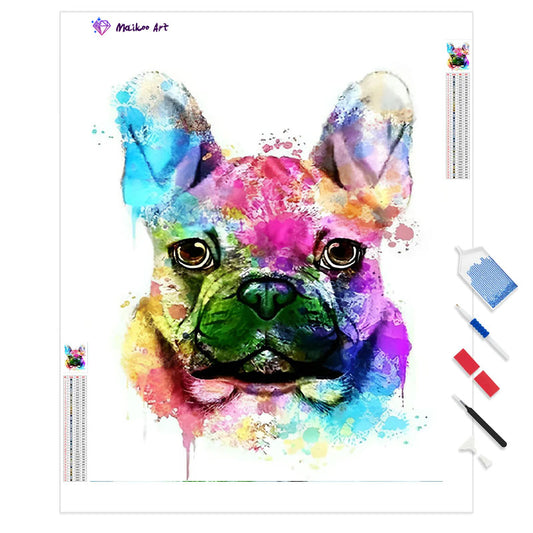 Kleurrijke Franse Bulldog door Maikoo™ Diamond Painting Kit