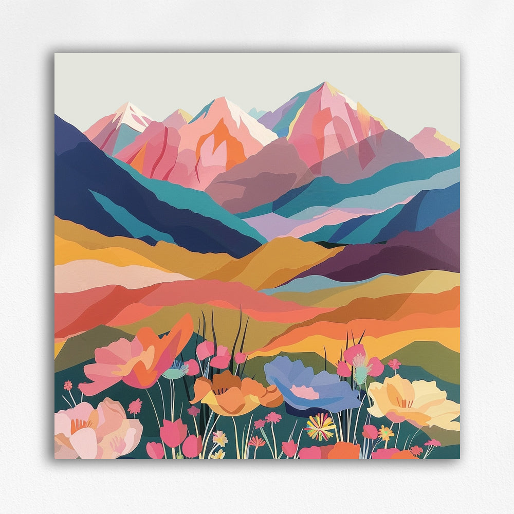 Colorful Mountains Decompression Mini Paint by Number Kit #01