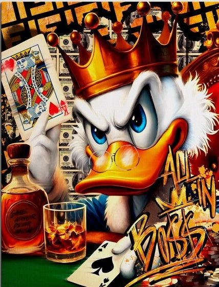 Duck with a crown and Poker - Paint by Numbers Kits