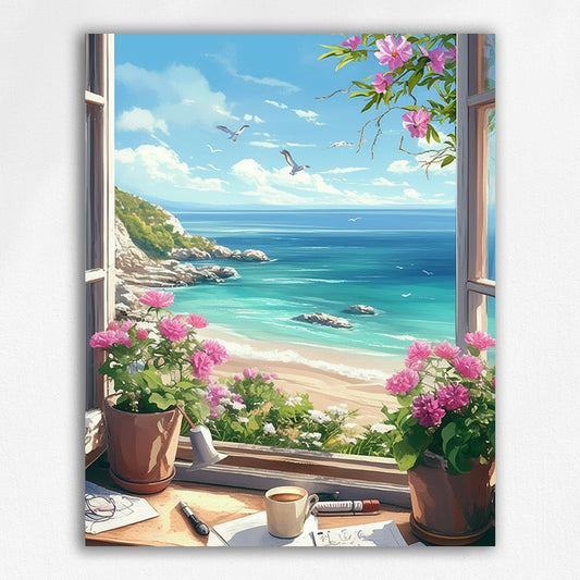 Flower Sea Coast - Paint by Numbers Kits