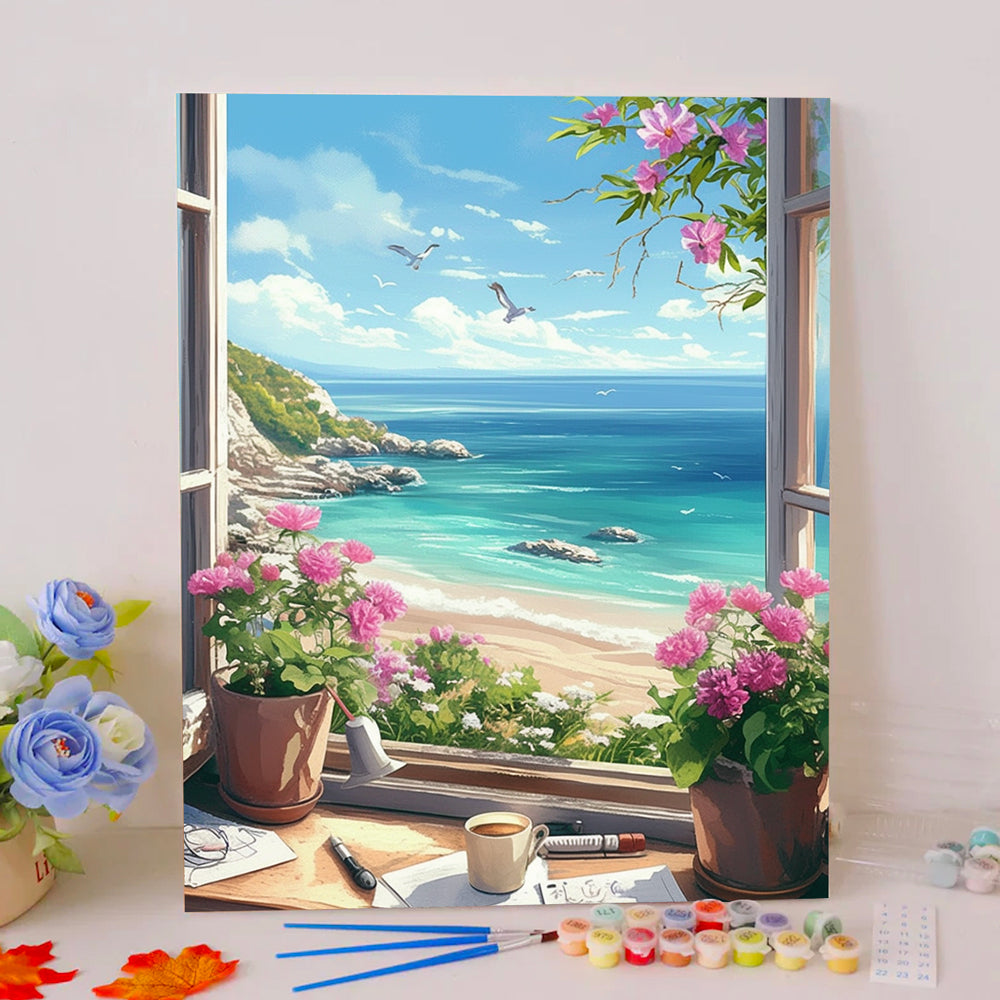 Flower Sea Coast - Paint by Numbers Kits