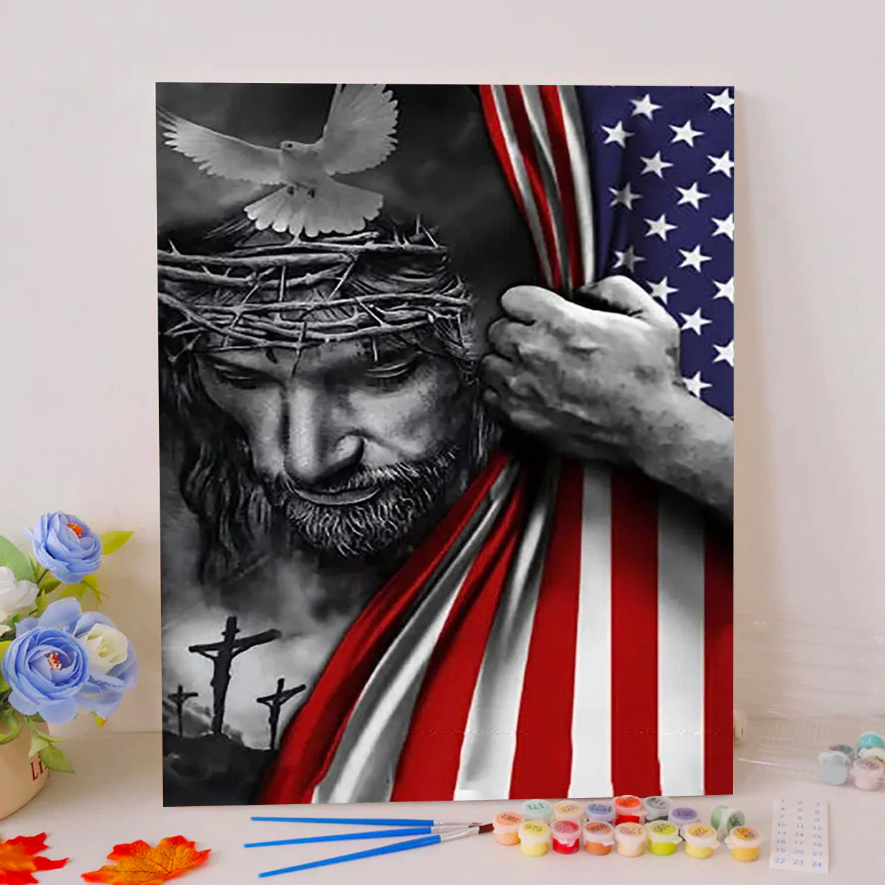 Jesus and the Dove of Peace Paint by Numbers