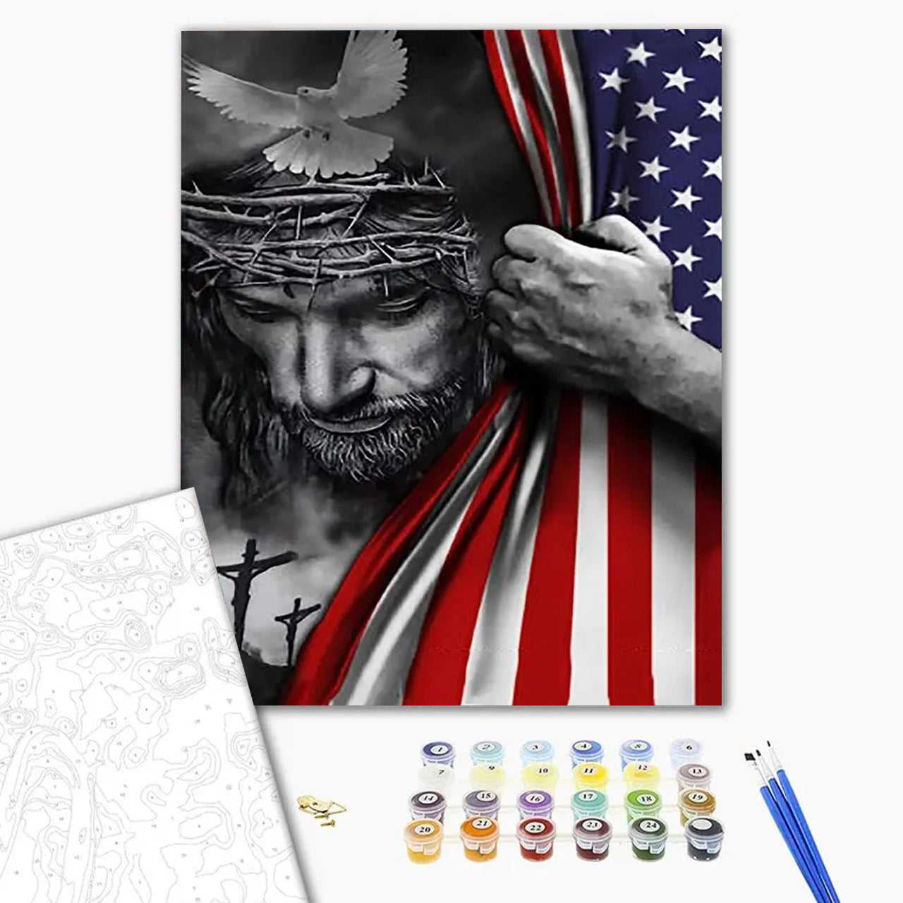 Jesus and the Dove of Peace Paint by Numbers