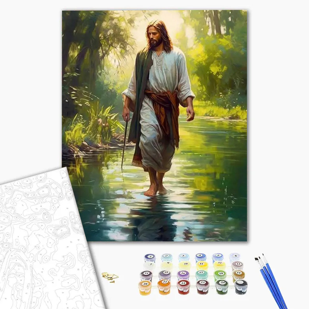 Jesus walking by the stream Paint by Numbers