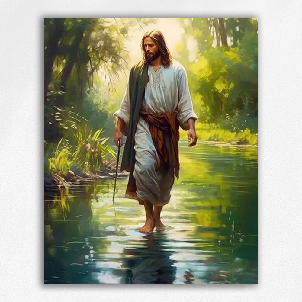 Jesus walking by the stream Paint by Numbers