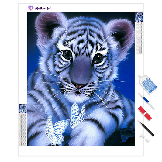 Lion Cub with Butterflies By Maikoo™ Diamond Painting Kit