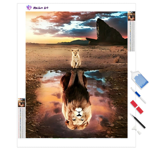 Lion Legacy Reflection By Maikoo™ Diamond Painting Kit