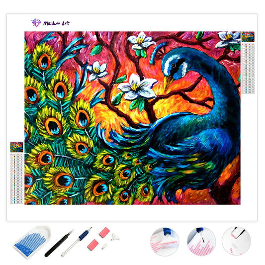 Majestic Peacock Stained Glass By Maikoo™ Diamond Painting Kit