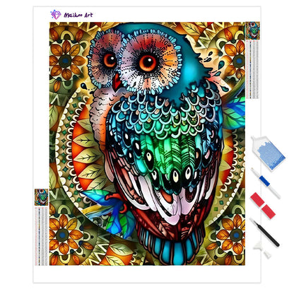 Mandala Berry Branch Owl By Maikoo™ Diamond Painting Kit