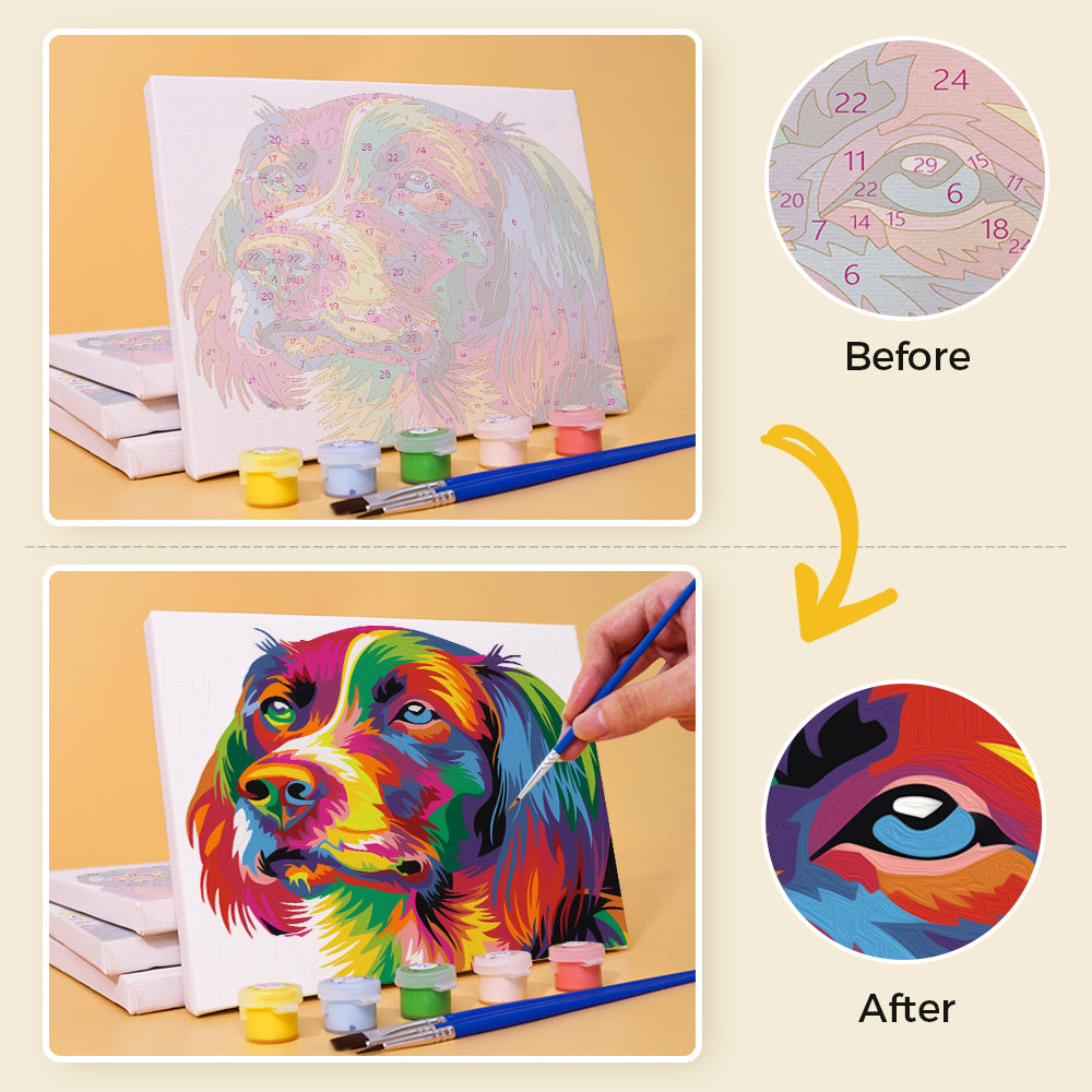 Mini Paint by Numbers Series animals - 6-in-1 Set (6"x8" / 15x20cm）