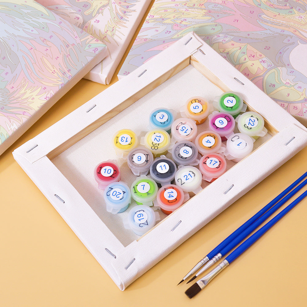 Mini Paint by Numbers Series animals - 6-in-1 Set (6"x8" / 15x20cm）