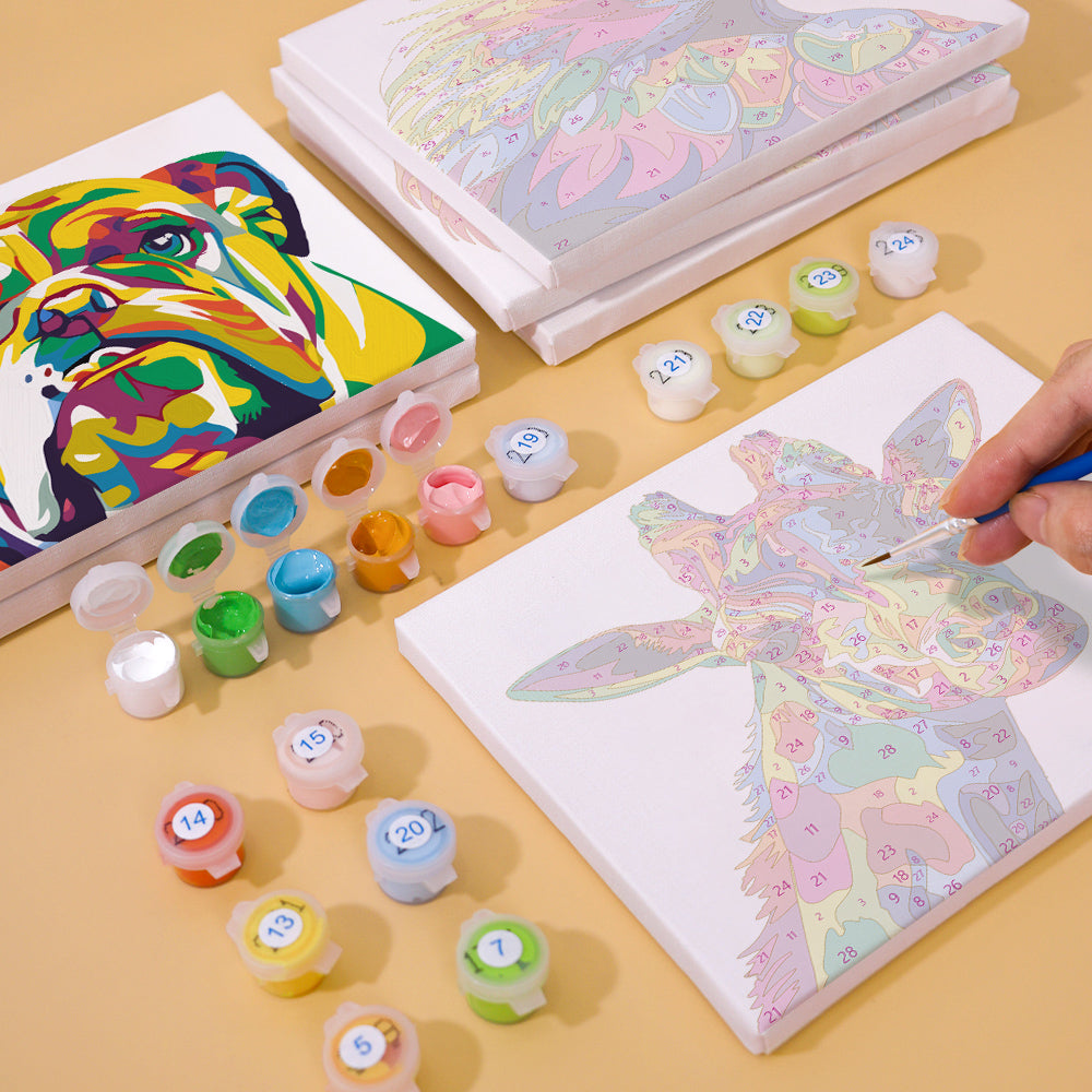 Mini Paint by Numbers Series animals - 6-in-1 Set (6"x8" / 15x20cm）