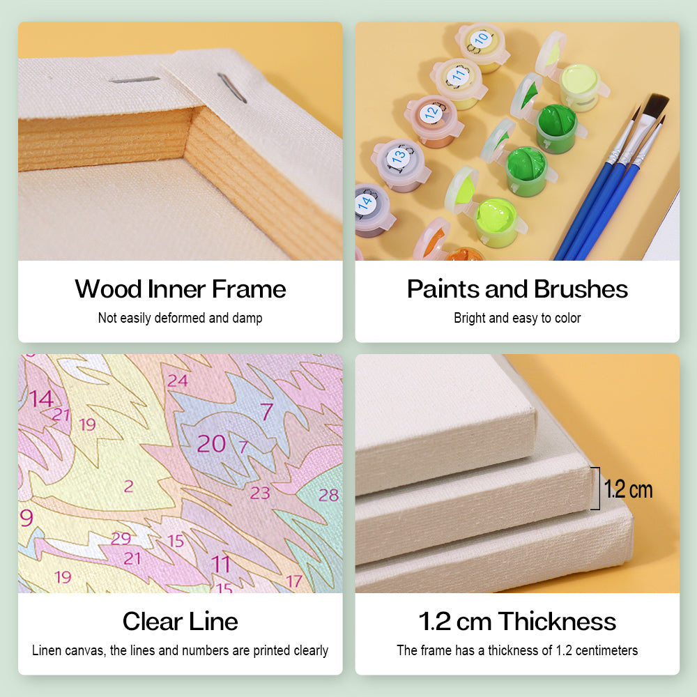 Mini Paint by Numbers Series animals - 6-in-1 Set (6"x8" / 15x20cm）