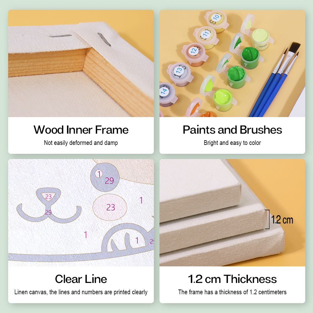 Mini Paint by Numbers Series cat - 6-in-1 Set (6"x6" / 15x15cm)