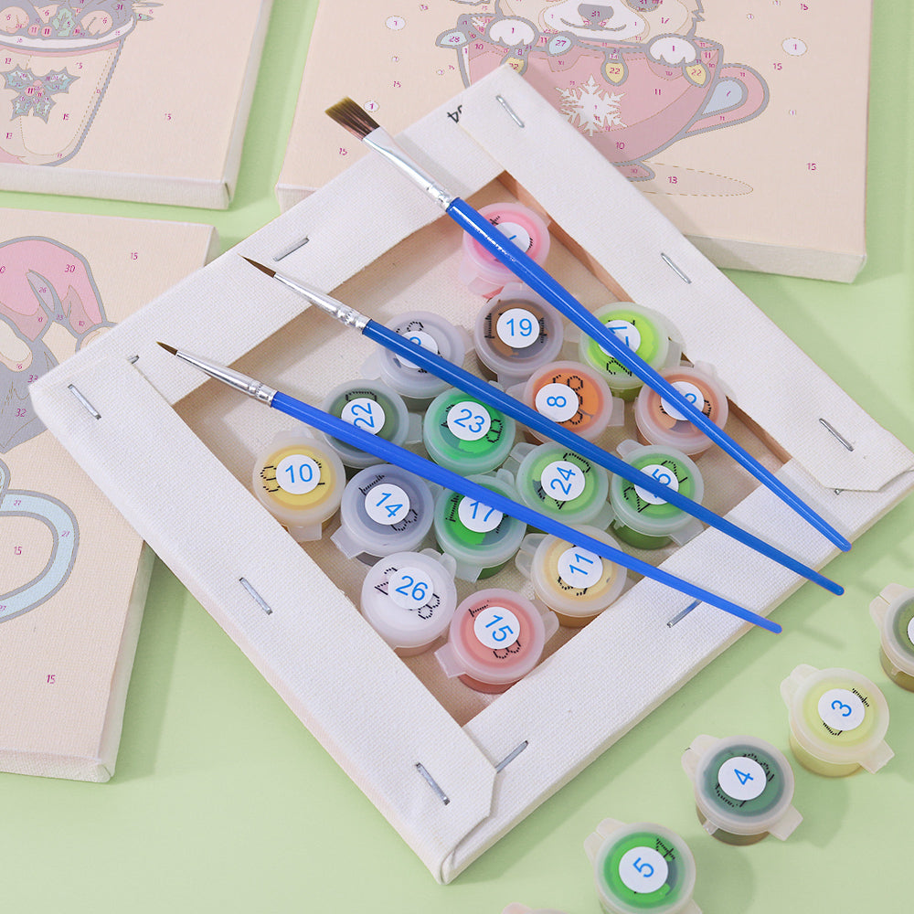 Mini Paint by Numbers Series dog - 6-in-1 Set (6"x6" / 15x15cm)