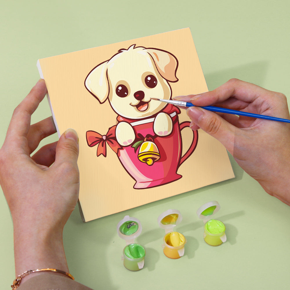 Mini Paint by Numbers Series dog - 6-in-1 Set (6"x6" / 15x15cm)