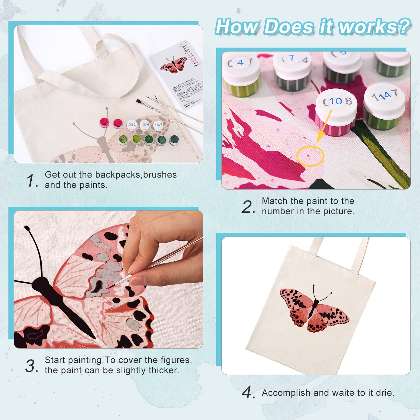 Pink Butterfly PBN Bag