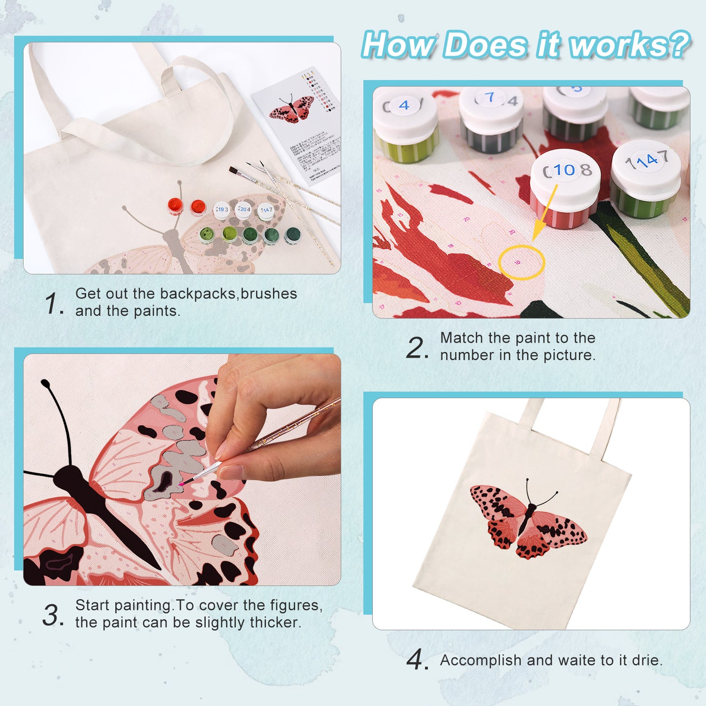 Pink Butterfly PBN Bag