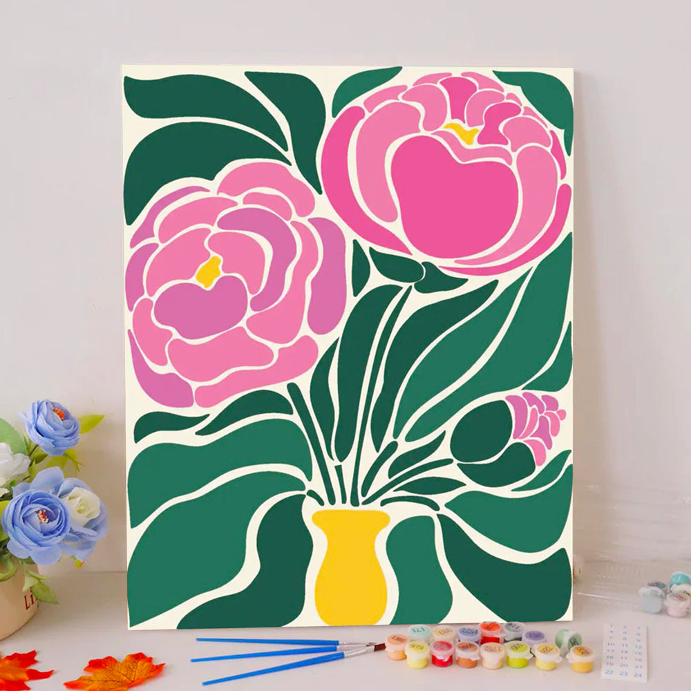Pink Peony Flowers- Paint by Numbers Kits